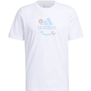 adidas IC1675 grafisch T-shirt voor heren, korte mouwen, maat M, change T, wit