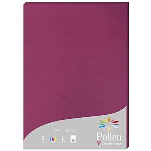 Clairefontaine 14206C – 50 vellen – DIN A4 (21 x 29,7 cm) – 160 g/m² – kleur: framboos – uitnodigingspapier evenementen en correspondentie – serie pollen – premium papier – glad