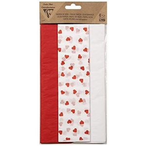 Clairefontaine 95542C zijdepapier, bedrukt, formaat 50 x 75 cm, 2 vellen met hartjes + 2 rode bladeren + 2 witte vellen – verschillende liefde