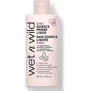 Wet n Wild 5-in-1 vloeibare Essence Primer, maakt de huid glad en verzorgt de huid tijdens de bereiding met make-up, doordrenkt met calendula en rozenwater, 75 ml