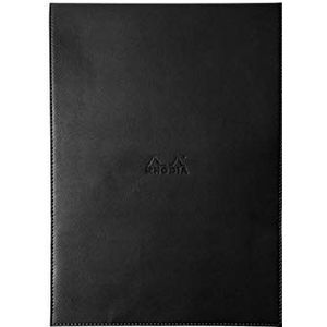 RHODIA 118189C – beschermhoes voor briefhouder + notitieblok nr. 18, zwart – A4 – kleine ruiten – 80 vellen afneembaar – helder fonteinpapier wit 80 g/m? – pennenhouder – kunstleer