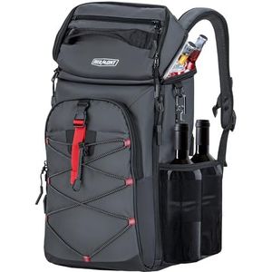 Overmont Grote koelrugzak 30 liter voor dames en heren met flesopener, outdoor, camping, picknick, barbecue, uitstapjes, wandelen, strand, zwart