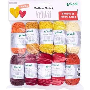 Gründl Cotton Quick Mini Shades of Yellow and Red Set voor breien en haken 10 x 15 g 100% katoen 15g 37m geel rood