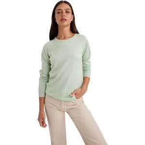 DeFacto Damestrui met lange mouwen, blouses en tunieken, wintertrui voor dames, regular fit, ronde hals, groen, 3XL, Groen