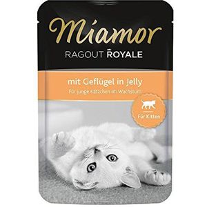 Miamor Petit Royal kattenvoer voor kitten met gevogelte, 100 g, verpakking van 22 stuks (22 x 100 g)