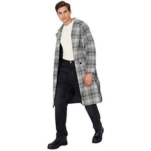 Trendyol Oversized jas met reverskraag voor heren, zwart/wit, L, Zwart/Wit