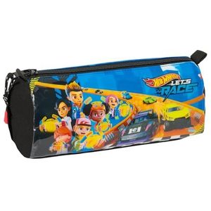 Safta Hot Wheels Let's Race: etui met ritssluiting en vak, kinderetui, ideaal voor schoolgaande kinderen, comfortabel en veelzijdig, kwaliteit en sterkte, 21 x 7 x 8