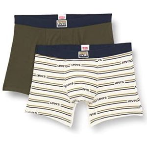 Levi's Boxershorts voor heren, van biologisch katoen, verpakt per 2 stuks, Marshmallow/olijf