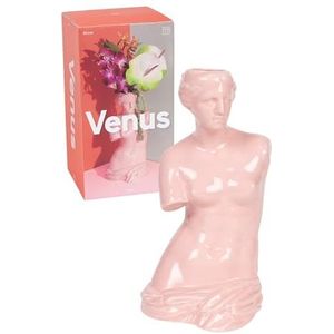 DOIY - Vase décoratif moderne en forme de déesse grecque Vénus - Fabriqué en céramique - Vase pour fleurs - Vase décoratif - Couleur rose - 16 x 16 x 31 cm