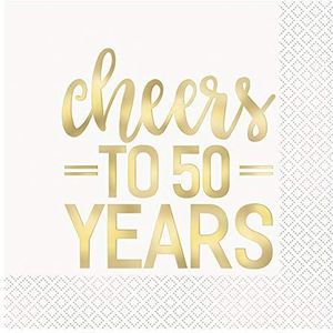 Unique Party 72571 50 jaar Luncheon Gold Theme | Party Foil Stamped, Paper Napkins-Cheers