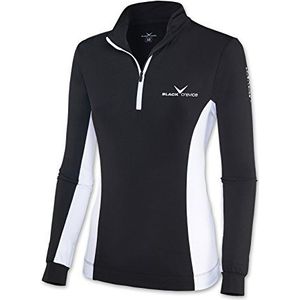 Black Crevice Ski-T-shirt met ritssluiting, tweekleurig, zwart/wit/wit, maat 38