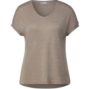 Street One T-shirt brillant à manches courtes pour femme, Safari beige., 38