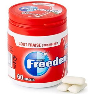 FREEDENT - Kauwgom smaak aardbeien zonder suiker - Doos met 60 dragees - 84g