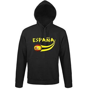 Supportershop Sweatshirt voor volwassenen, capuchon, zwart, Spanje, zwart, zwart.