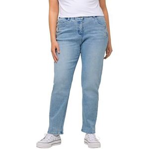 Ulla Popken Jeans met pailletten, boyfriend jeans voor dames, Lichtblauw