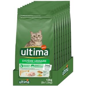 Ultima Urinaire bescherming kip – droogvoer voor katten – 8 x 1,5 kg – totaal 12 kg