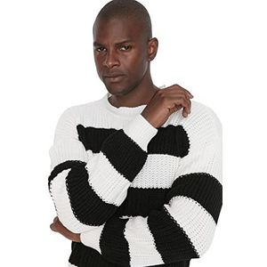 Trendyol Regular trui met ronde hals en kleurblokken, trainingspak, heren, zwart, S, zwart.