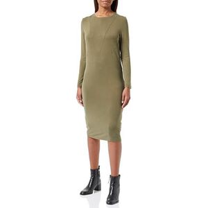 DreiMaster Robe midi pour femme, Vert olive militaire, L