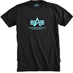 Alpha Industries Basic 100501 - T-shirt - normale taille - korte mouwen, voor heren, zwart (zwart/blauw 93), L