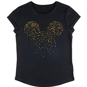 Disney Classic – Mickey Confetti Fill T-shirt met rolgeluiden voor dames, zwart.