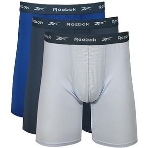 Reebok Heren Reebok Boxershorts in blauw met uniek merklogo en vochtregulerende, 3-pack boxershorts voor heren, Blauw