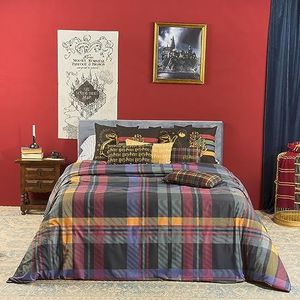 BELUM Harry Potter dekbedovertrek met knopen, 100% katoen, model Hogwarts, gekleurd bord, voor 180 cm breed bed (260 x 240 cm)