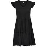 ONLY ONLMAY LIFE CAP SLEEVES FRILL DRESS JRS dames jurk, Zwart, XS