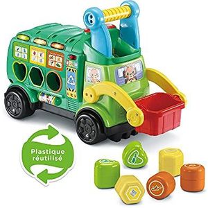 VTech - Maxi vrachtwagen prullenbak vormen, baby dragende vrachtwagen gemaakt van duurzamere materialen, interactieve vormsorteerder, kruipspeelgoed, cadeau voor baby's vanaf 18 maanden - inhoud in