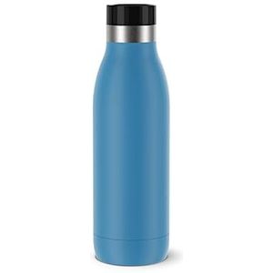 TEFAL BLUDROP N3110310 herbruikbare roestvrijstalen drinkfles, duurzaam, ergonomisch, gemakkelijk te drinken, warme en koude dranken, vaatwasmachinebestendig, lekvrij, 0,5 l, blauw