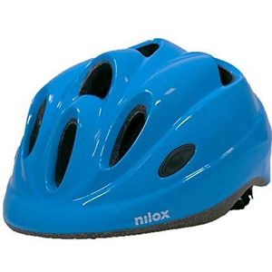 Nilox, Kinderhelm, maat S/M hoofdomtrek 52 - 57 cm, fietshelm met mold-technologie, met 3 intermitterende led-achterlicht en 8 luchtinsluitingen, kleur blauw