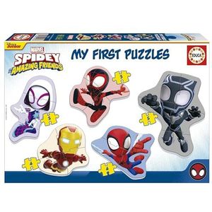 Educa - My First Puzzels Spidey | Set van 5 progressieve babypuzzels van 3-5 stukjes om te leren met verschillende moeilijkheidsgraden naarmate ze groeien. Aanbevolen vanaf 24 maanden