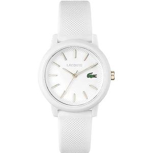 Lacoste Unisex - Volwassenen Analoog Quartz Horloge met Siliconen Band, Wit (metalen markers), Armband