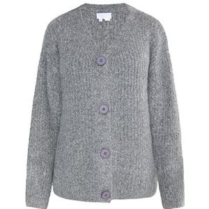 grimone Cardigan en tricot pour femme, Gris mélangé, XS-S