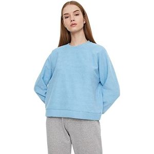 Trendyol Sweatshirt effen ronde hals trainingspak dames, blauw, XS, Blauw