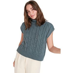 Trendyol Trendyol Damesvest met rolkraag, gebreid, standaard, sweatshirt, dames, 1 stuk, Groen