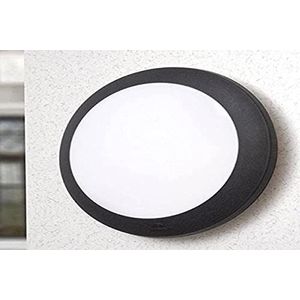 BarcelonaLED 1B3.000.000.AYE28 ronde led-plafondlamp voor buiten/binnen, IP66 x 2 fitting E27, kleur: zwart, opaalglas