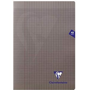 Clairefontaine 363101C Notitieboek Mimesys grijs, A4, 21 x 29,7 cm, 48 pagina's, grote ruiten, Clairefontaine papier, wit, 90 g, omslag van polypropyleen