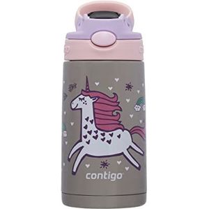 Contigo Easy Clean Autospout drinkfles voor kinderen met rietje, BPA-vrije roestvrijstalen waterfles, 100% lekvrij, eenvoudige reiniging, ideaal voor kleuterschool, school en sport, 380 ml