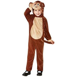 Peuter Monkey kostuum, bruin, met capuchon jumpsuit, (T1)
