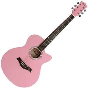 TIGER ACG1-PK-SM Akoestische gitaar met stalen snaren, maat S vanaf 12 jaar, mat roze