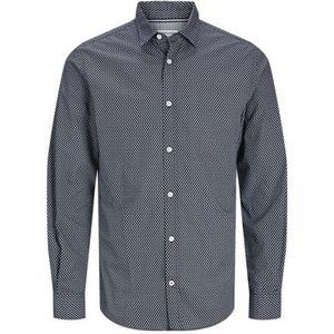 Jack & Jones Jjmatheo Print Detail Shirt Ls Vrijetijdshemd voor heren, zwart.