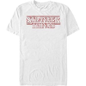 Stranger Things T-shirt met korte mouwen en neon logo Stranger T-shirt voor heren, Wit