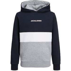 Jack & Jones Jjereid Block Sn Jnr Junior hoodie voor jongens, marineblauwe blazer, 8 jaar, marineblauwe blazer, 128, marineblauw blazer