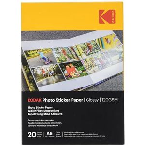 KODAK Fotosticker papier fotopapier, zelfklevend, formaat 21 x 29,7 cm (A4), glanzend, 120 g/m², compatibel met inkjetprinters, wit, 10 vellen