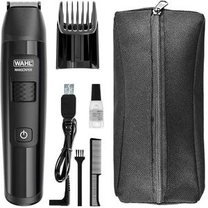 Wahl Manscaper Tondeuse pour l'aine et le corps au lithium entièrement étanche, utilisation humide/sèche, technologie Smart Trim LED, lames à bille sécurisées, rechargeable, noir