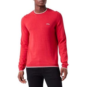 BOSS Ritom W22 Regular Fit Pullover voor heren, van biologisch katoen met gebogen logo, medium rood, XL, medium rood