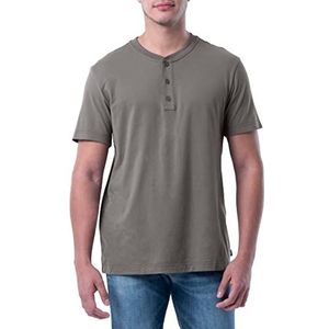 Lee Henley-T-shirt à Manches Courtes Doux en Coton Lavage Chemise Homme, gris, L