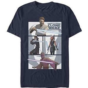 Star Wars T-shirt unisexe Clone Wars Jedi Organic à manches courtes, Bleu marine, L