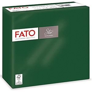 Fato - 40 servetten, wegwerpbaar, ultrazacht, afmetingen 38 x 38, in 4 gevouwen en 2 lagen, kleur bosgroen, 100% zuivere cellulose, FSC-gecertificeerd