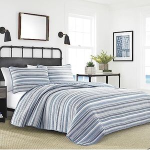 Nautica Set van katoenen kussenslopen, grijs/blauw, tweepersoonsbed/groot bed